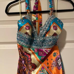 Mary L Couture Blue/Pink/Yellow Long Formal